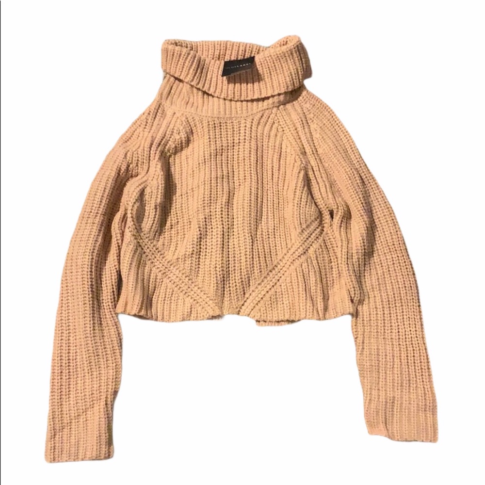 NWT JLUXLABEL Blush Knit Turtleneck Open Back Swea